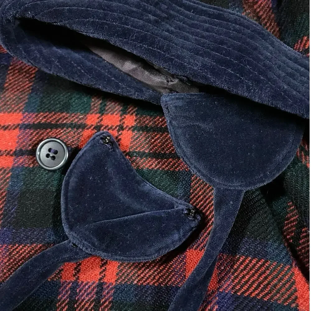 Vintage Atkins Plaid Wool Jacket Hat Set - 2T